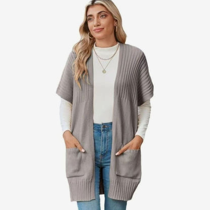 Women's Open-Front Short-Sleeve Knit Cardigan with Pockets 6