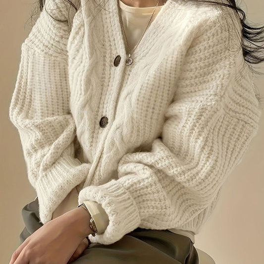 Women's Oversized Cable-Knit Cardigan — Button-Front Sweater 1