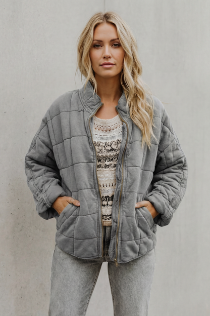 Women's Quilted Jacket with High Collar and Zip Front 6
