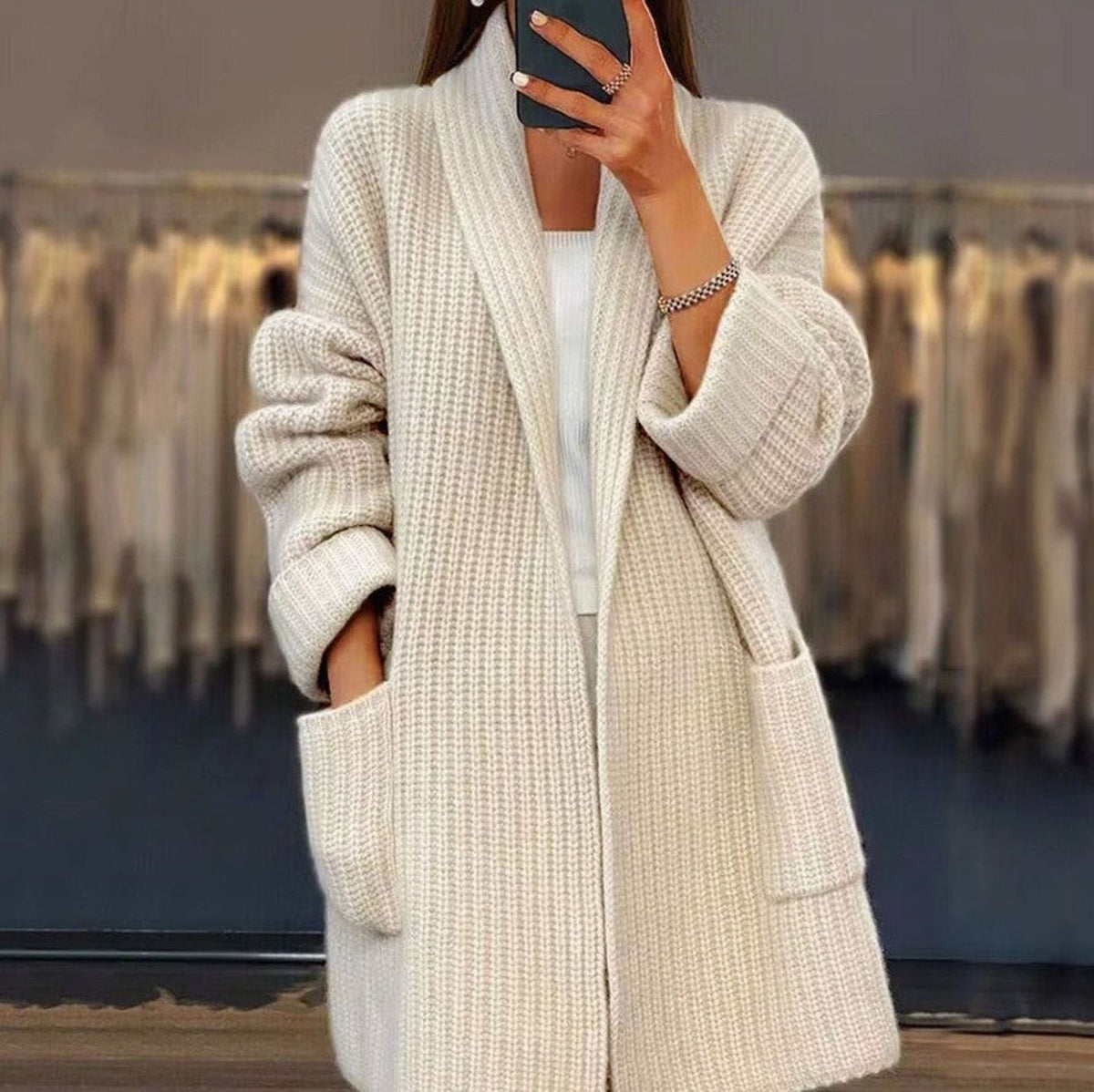 Women's Chunky Knit Oversized Cardigan — Open Front Relaxed Fit 1