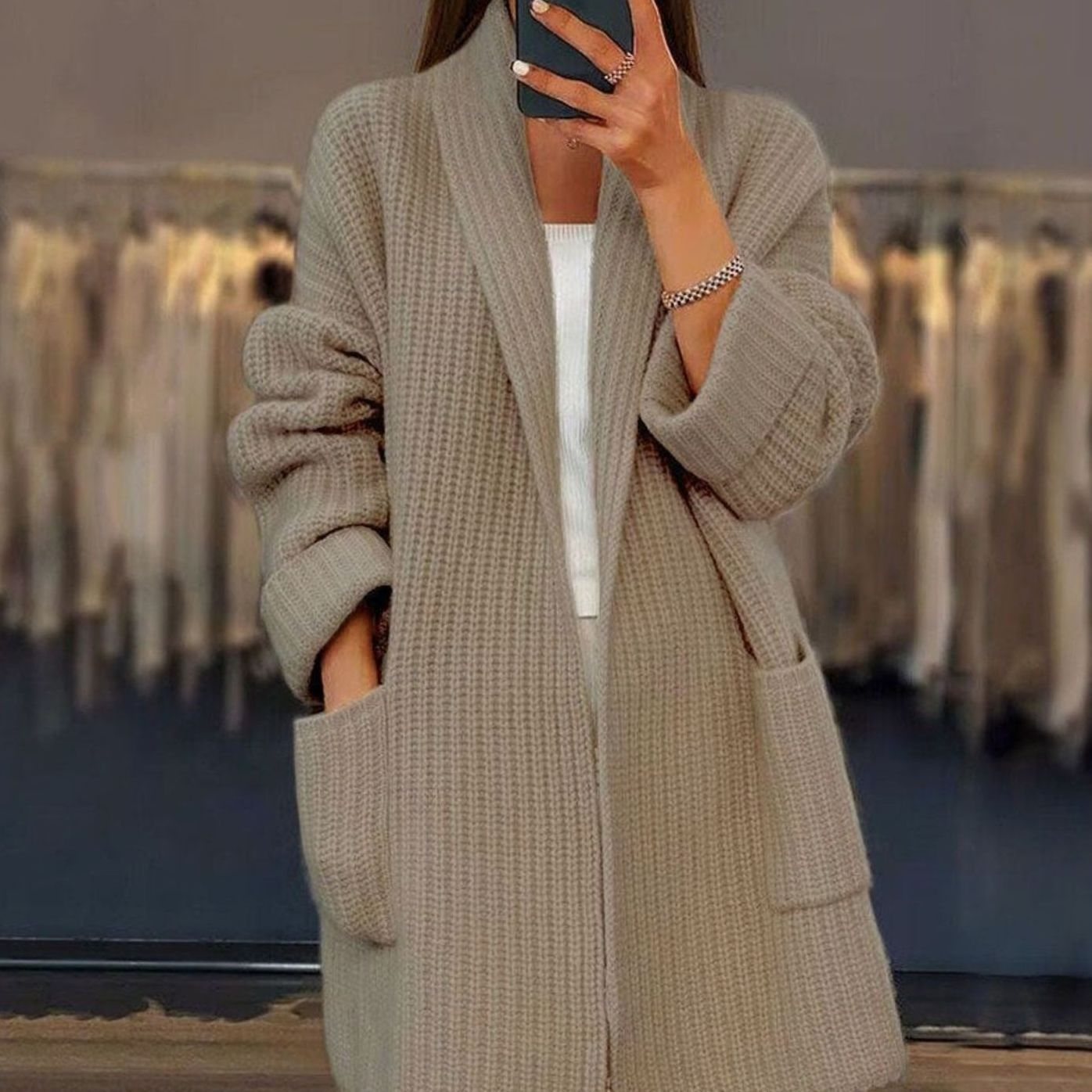 Women's Chunky Knit Oversized Cardigan — Open Front Relaxed Fit 2