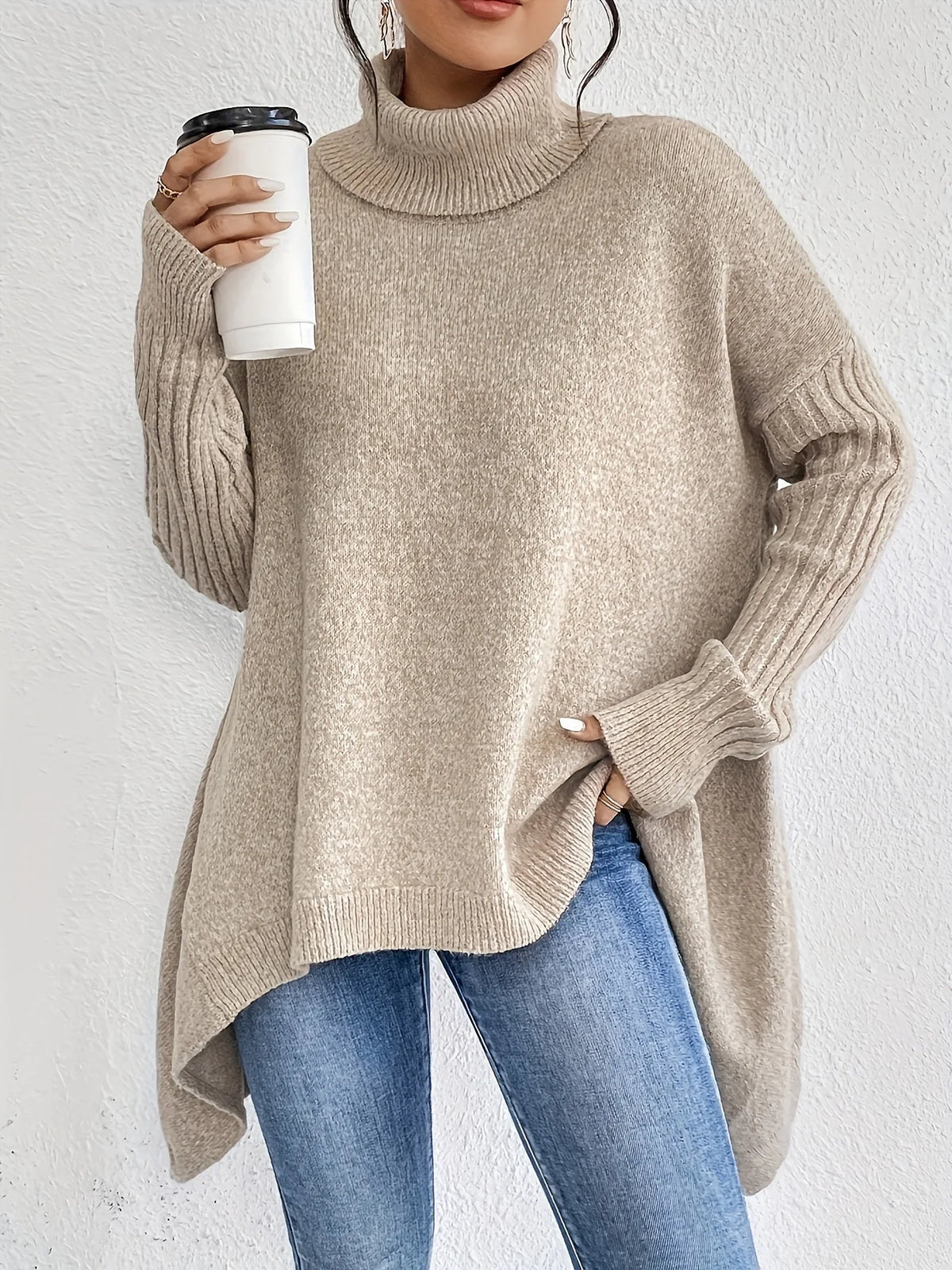 Women's Oversized Turtleneck Sweater in Soft Winter Knit 4