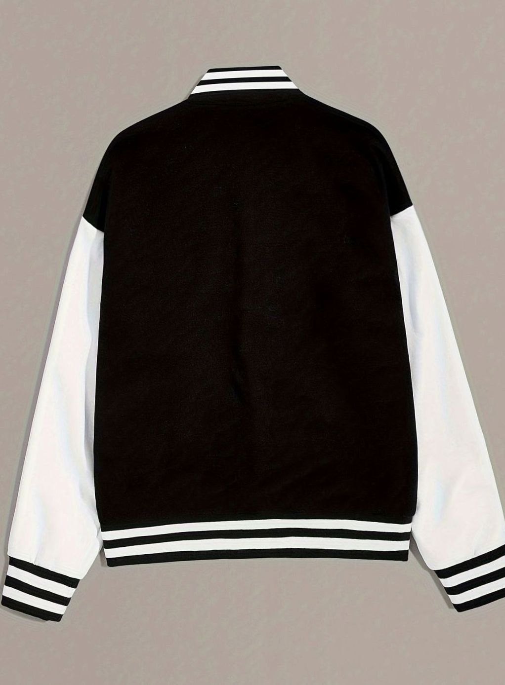 Women's Oversized Two-Tone Varsity Bomber Jacket — Faux Leather 2