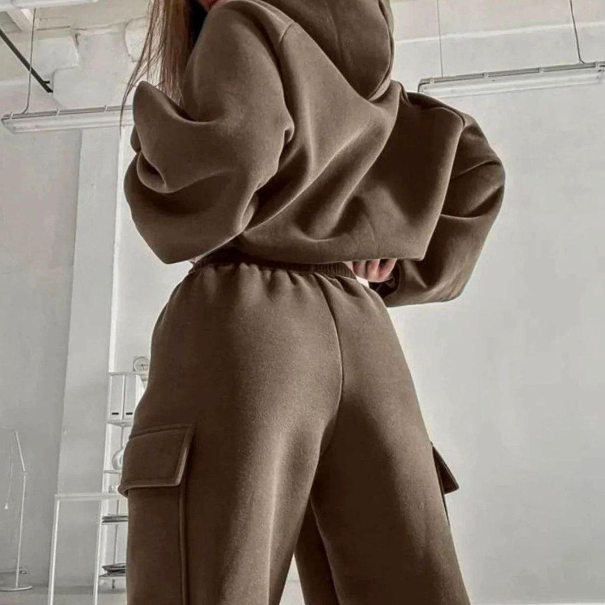 Women's Relaxed Cargo Hoodie Jogger Set — Two-Piece Loungewear 2