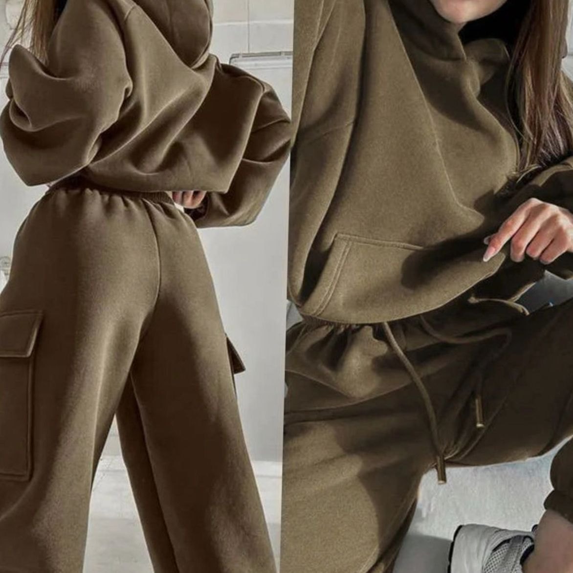 Women's Relaxed Cargo Hoodie Jogger Set — Two-Piece Loungewear 3