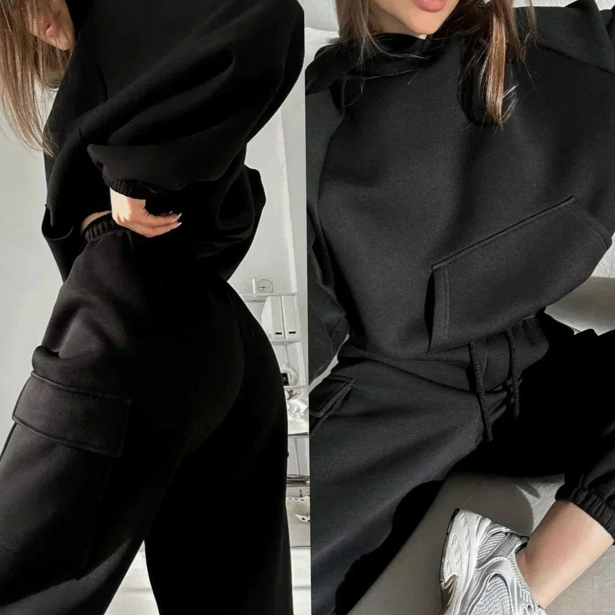 Women's Relaxed Cargo Hoodie Jogger Set — Two-Piece Loungewear 4