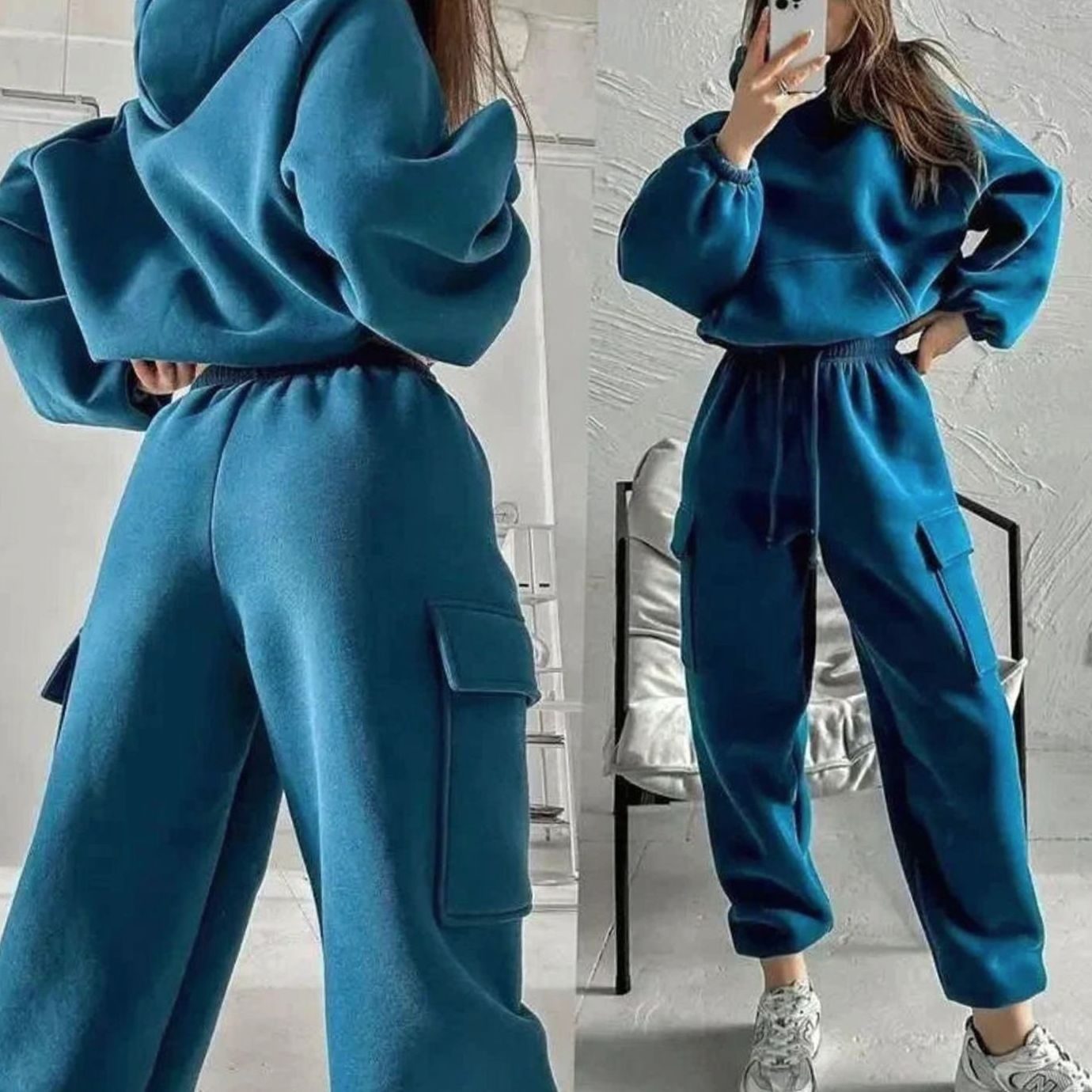 Women's Relaxed Cargo Hoodie Jogger Set — Two-Piece Loungewear 5