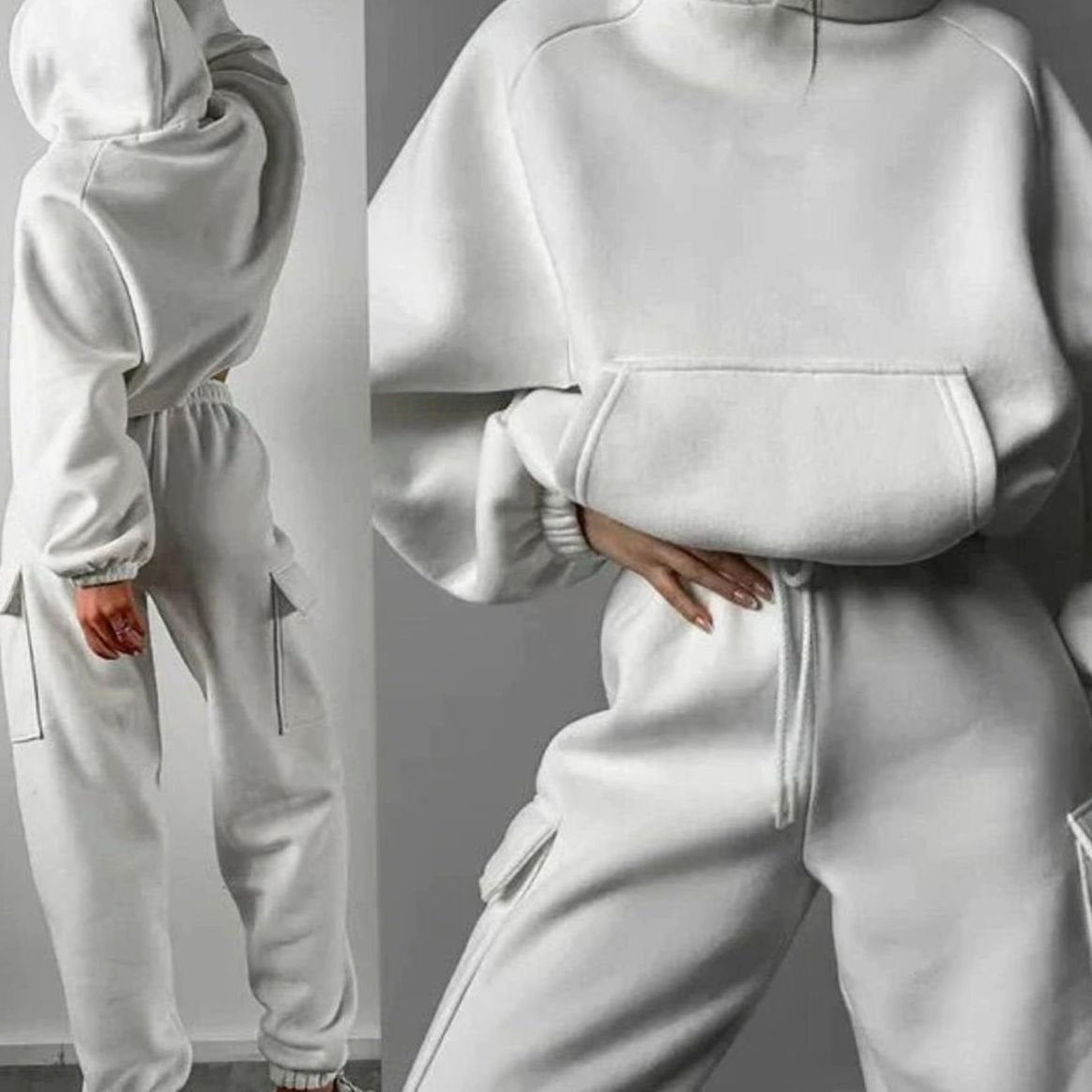 Women's Relaxed Cargo Hoodie Jogger Set — Two-Piece Loungewear 7