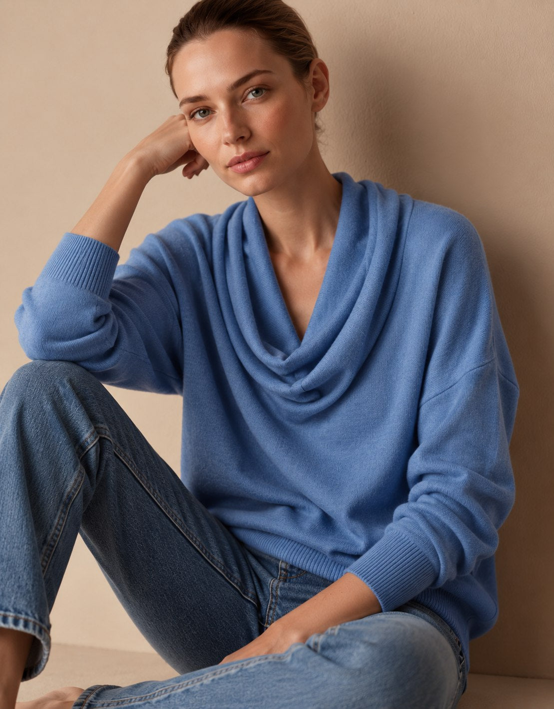 Women's Cowl Neck Knit Pullover Sweater, Long Sleeve 4