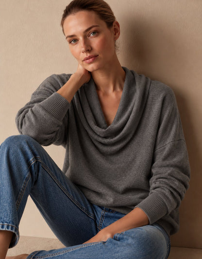 Women's Cowl Neck Knit Pullover Sweater, Long Sleeve 8