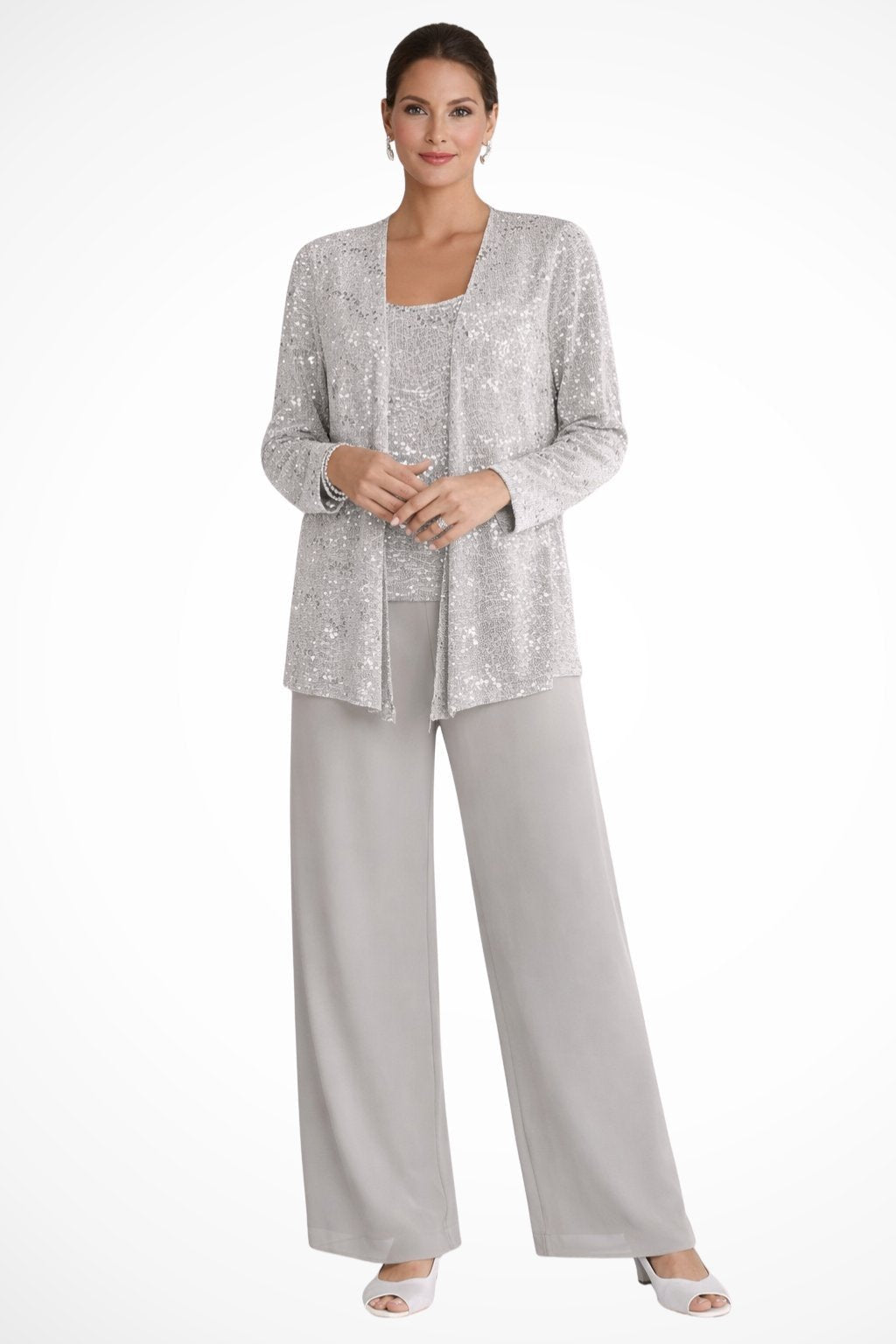 Women's Sequin Three-Piece Wide Leg Pants Suit Set 1