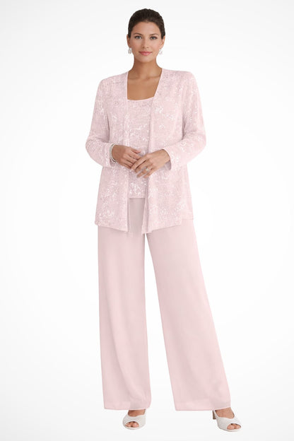 Women's Sequin Three-Piece Wide Leg Pants Suit Set 11