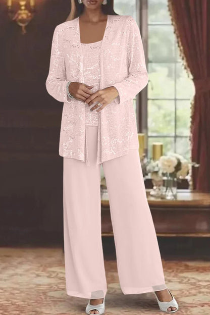 Women's Sequin Three-Piece Wide Leg Pants Suit Set 12