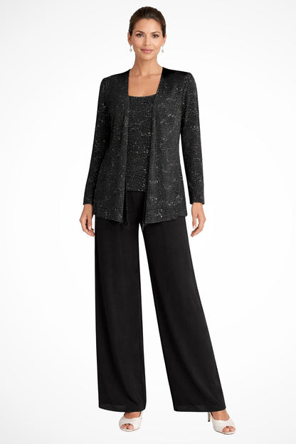 Women's Sequin Three-Piece Wide Leg Pants Suit Set 5