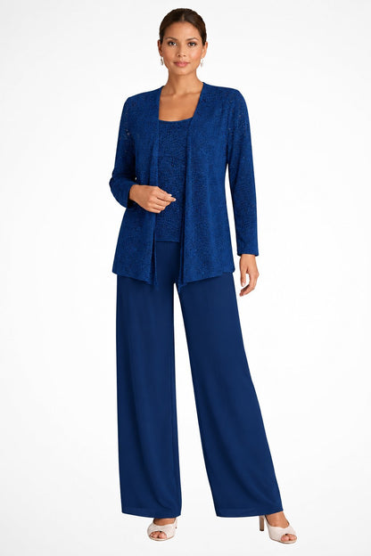 Women's Sequin Three-Piece Wide Leg Pants Suit Set 7