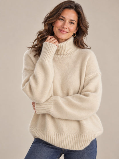 Women's Turtleneck Sweater with High Collar in Soft Knit 1