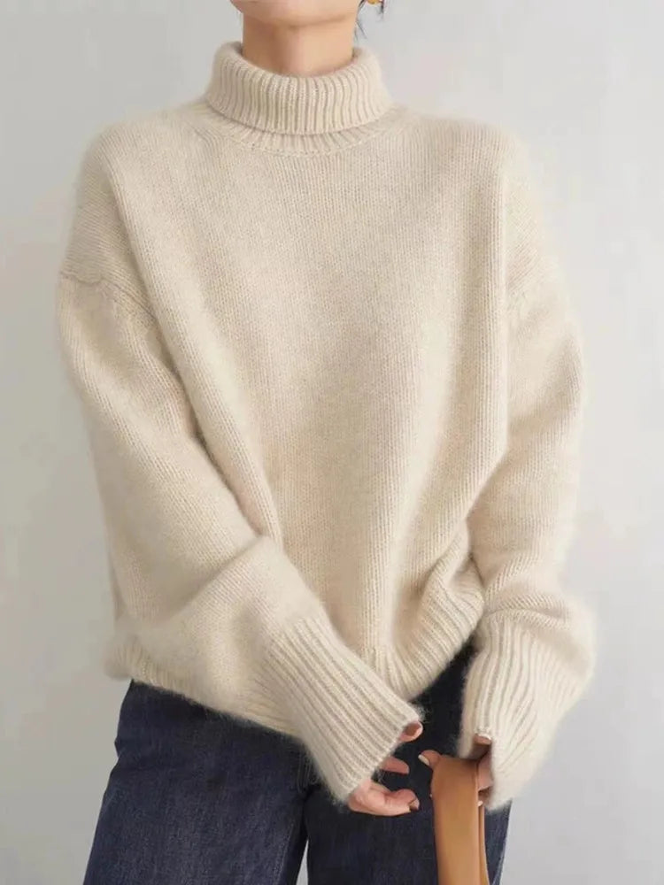 Women's Turtleneck Sweater with High Collar in Soft Knit 2