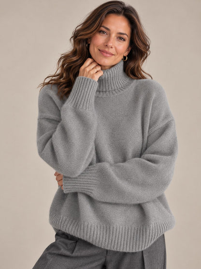 Women's Turtleneck Sweater with High Collar in Soft Knit 3