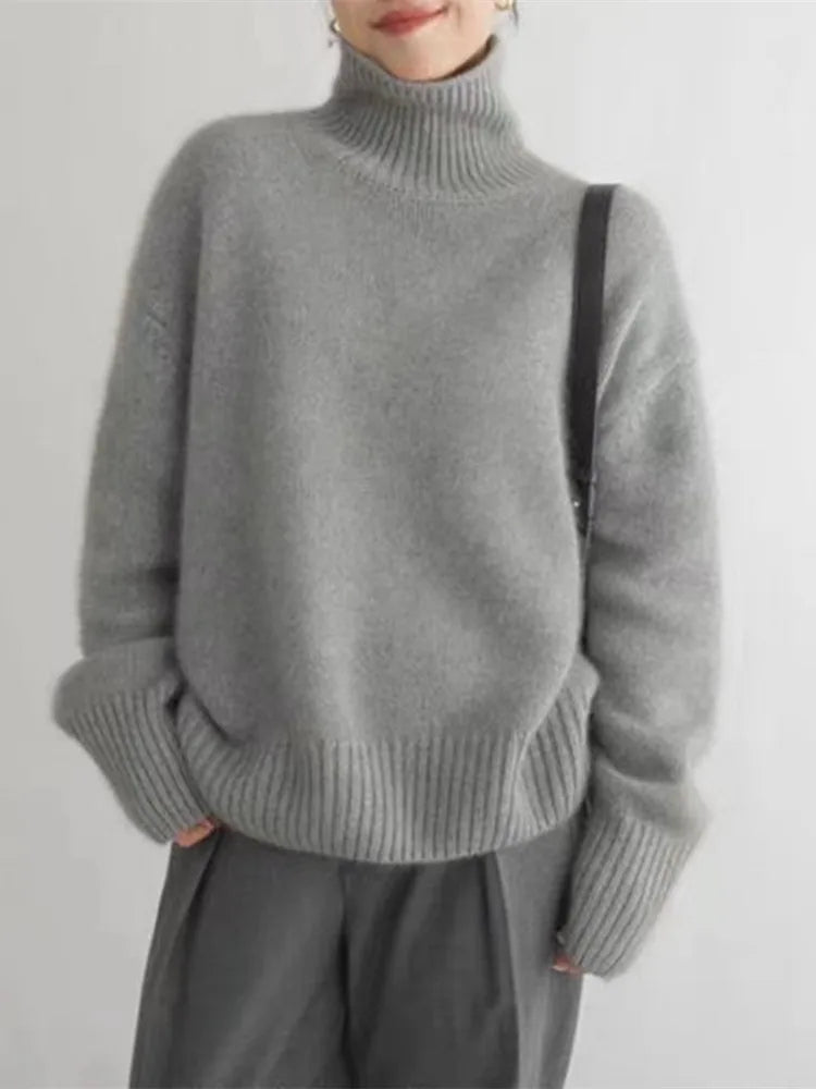 Women's Turtleneck Sweater with High Collar in Soft Knit 4