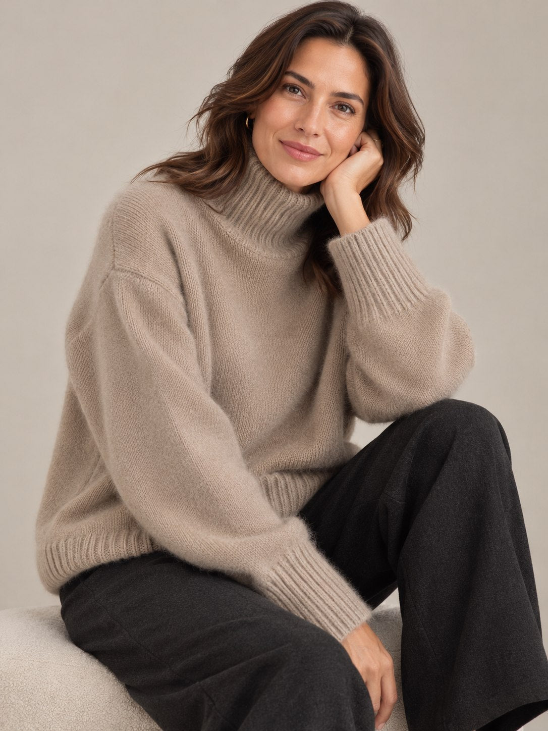 Women's Turtleneck Sweater with High Collar in Soft Knit 5