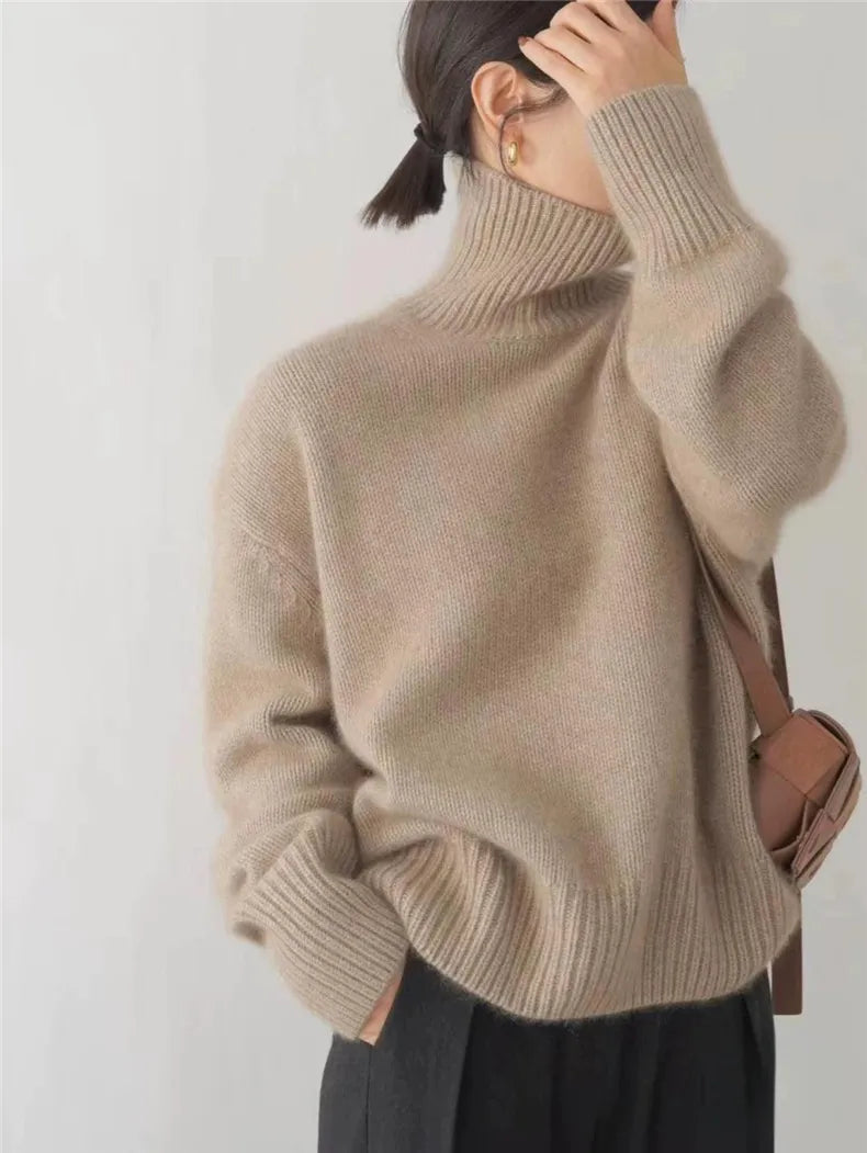 Women's Turtleneck Sweater with High Collar in Soft Knit 6