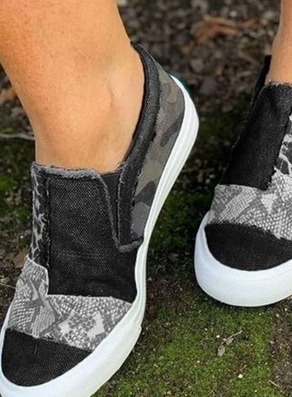 Women's Animal Print Slip-On Canvas Sneakers — Stretch Fit 2