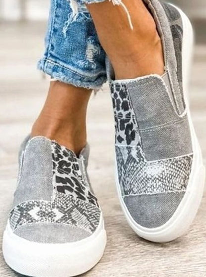 Women's Animal Print Slip-On Canvas Sneakers — Stretch Fit 3
