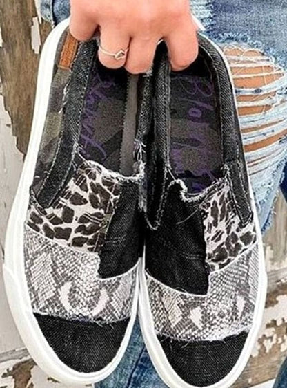 Women's Animal Print Slip-On Canvas Sneakers — Stretch Fit 4