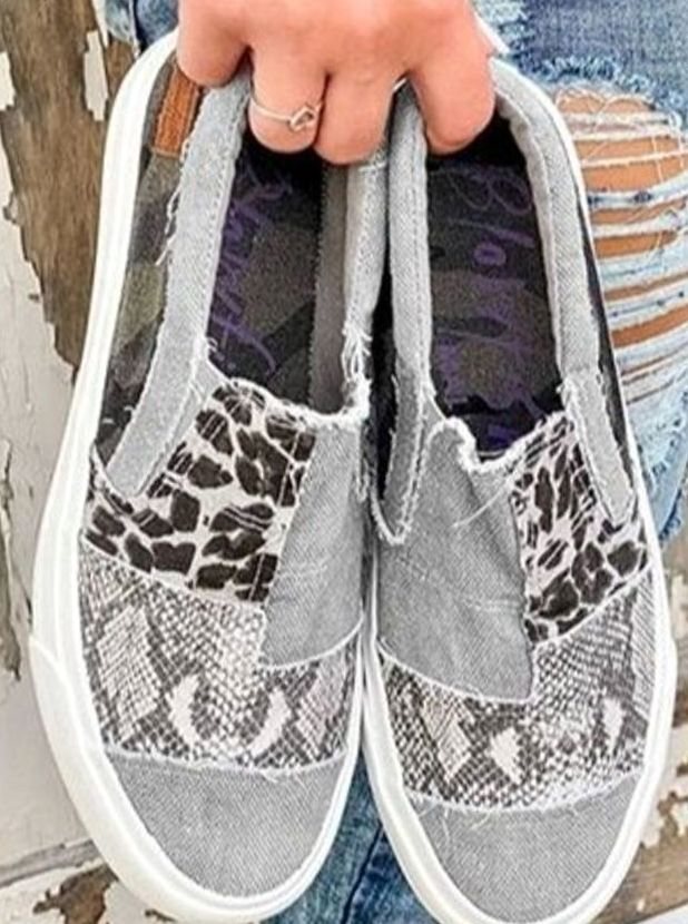 Women's Animal Print Slip-On Canvas Sneakers — Stretch Fit 5