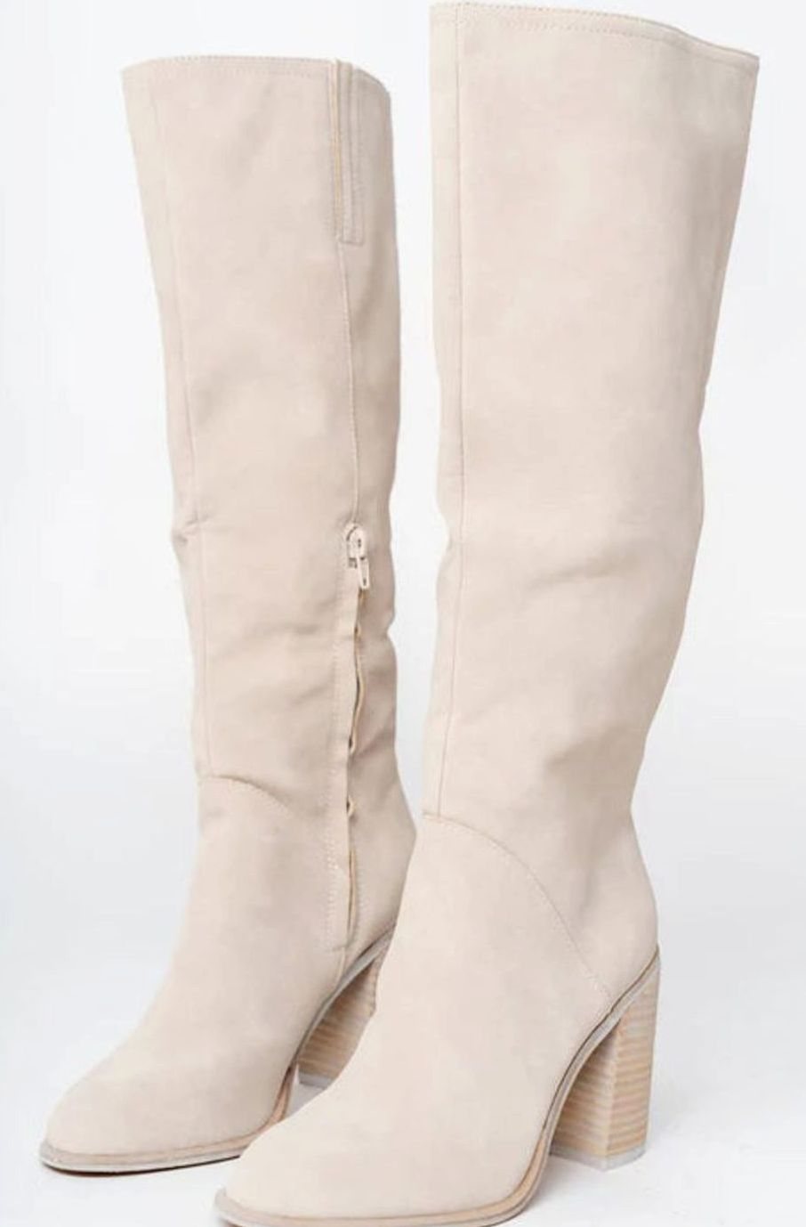 Women's Suede-Look Block Heel Knee-High Boots — Side Zip 2