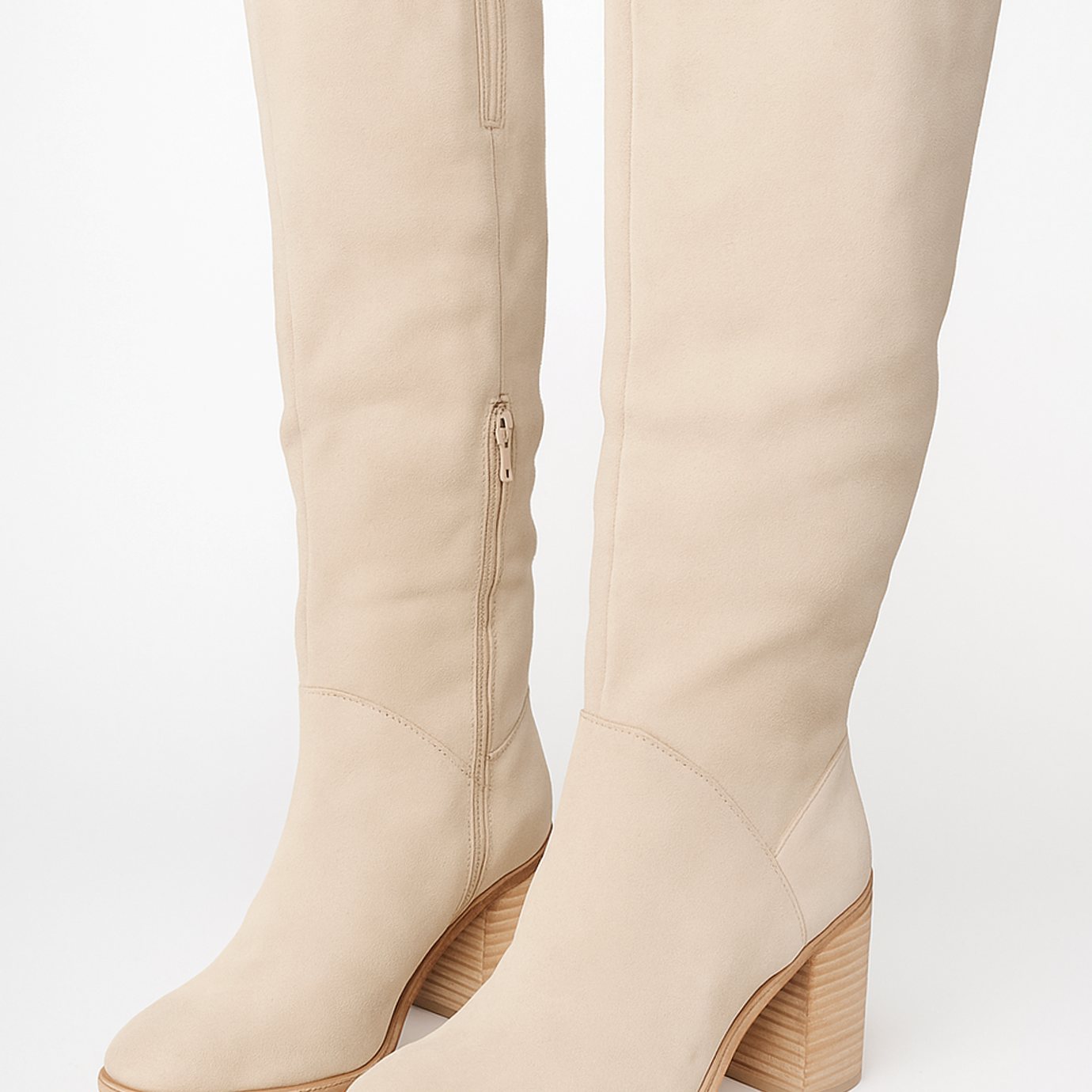 Women's Suede-Look Block Heel Knee-High Boots — Side Zip 1