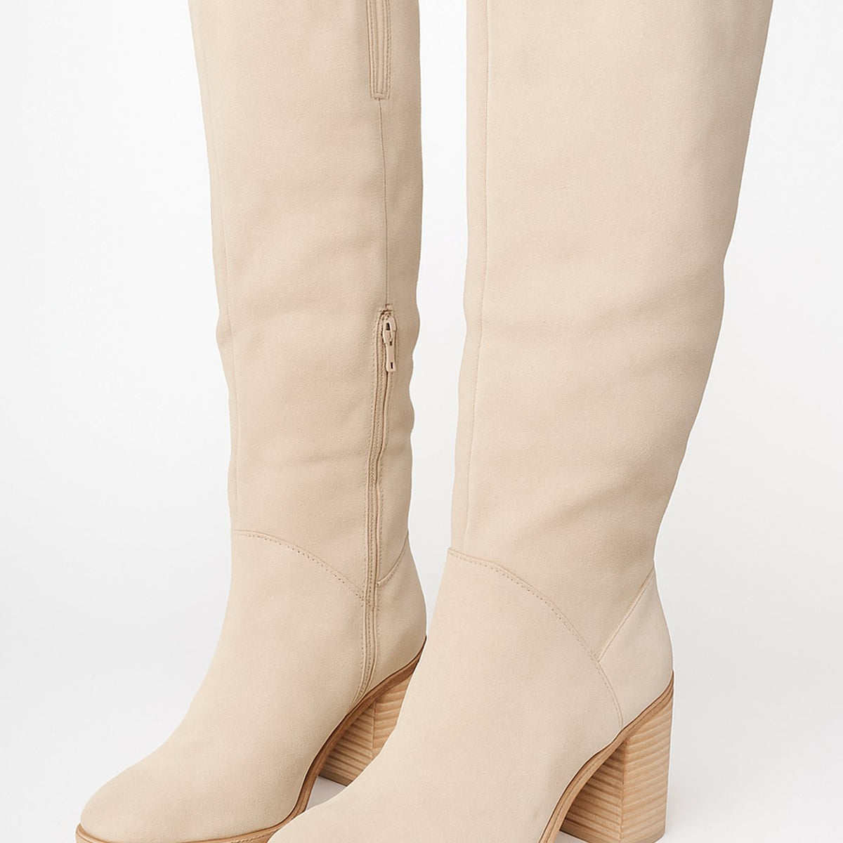 Women's Suede-Look Block Heel Knee-High Boots — Side Zip 1