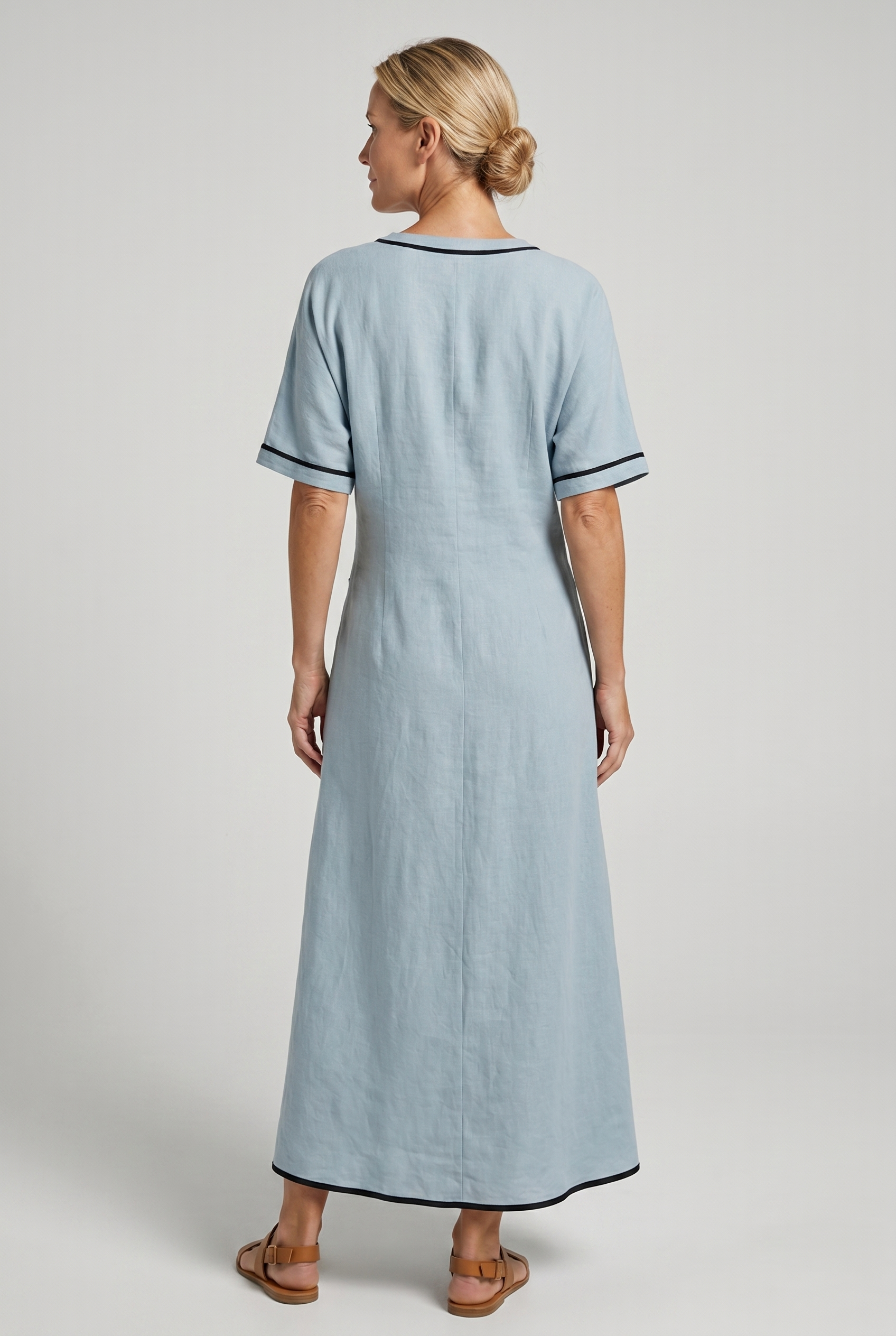 Twist Front Maxi Dress — V-Neck Contrast Trim Summer Dress 4
