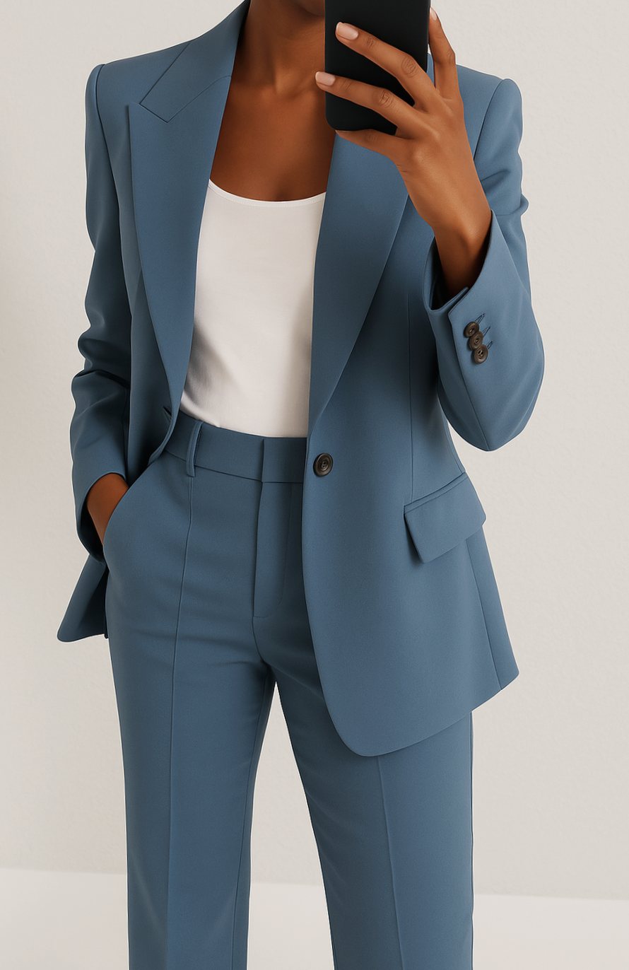 Women's Tailored Blazer Suit Set — Straight-Leg Matching Set 1