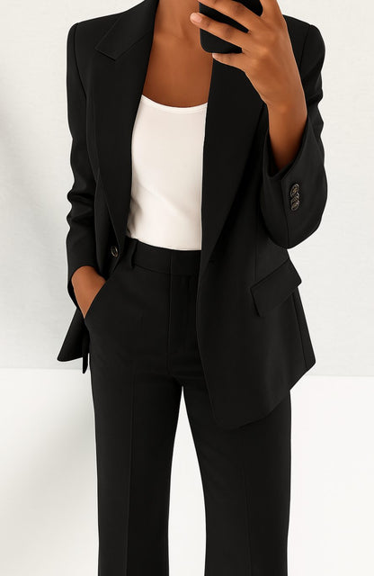 Women's Tailored Blazer Suit Set — Straight-Leg Matching Set 11