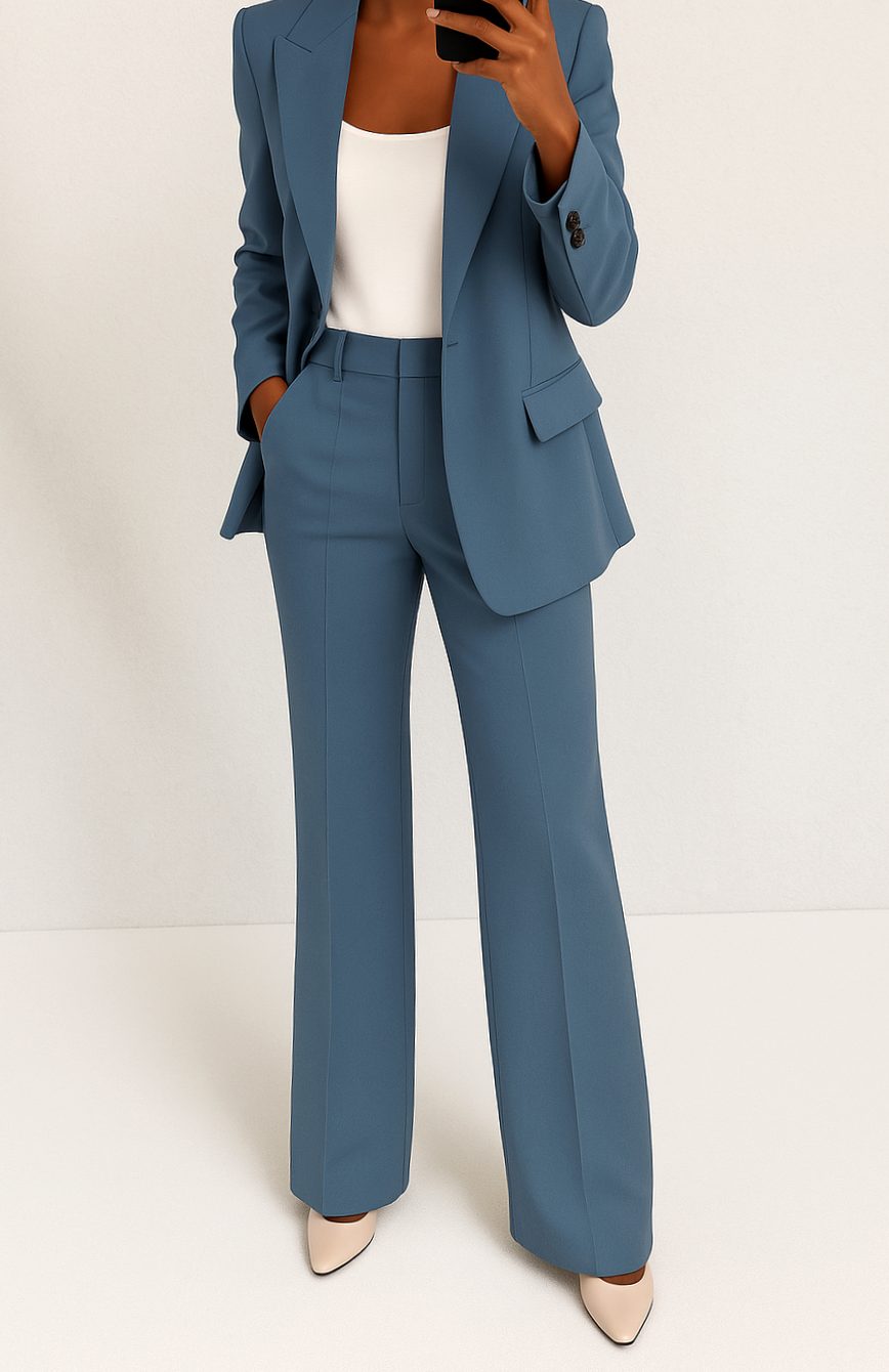Women's Tailored Blazer Suit Set — Straight-Leg Matching Set 2