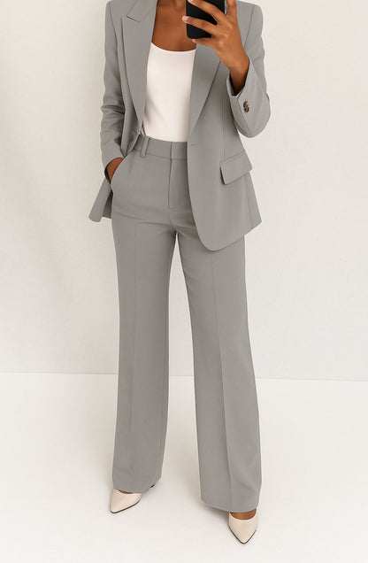 Women's Tailored Blazer Suit Set — Straight-Leg Matching Set 3