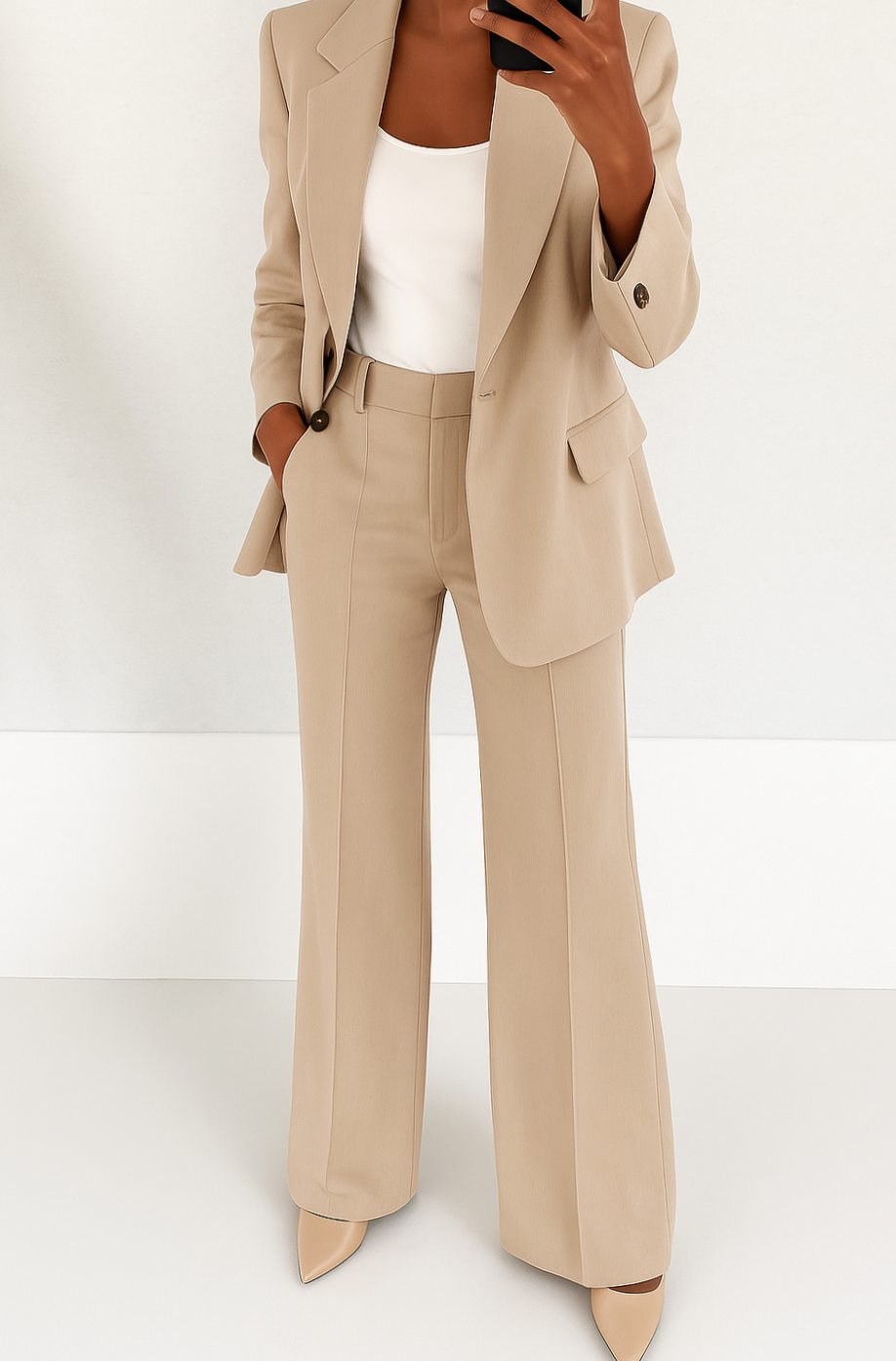 Women's Tailored Blazer Suit Set — Straight-Leg Matching Set 4