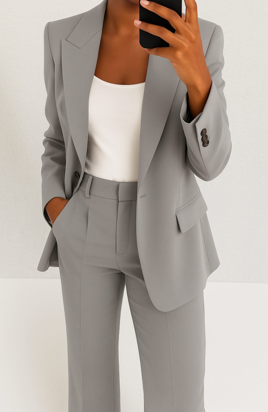 Women's Tailored Blazer Suit Set — Straight-Leg Matching Set 7