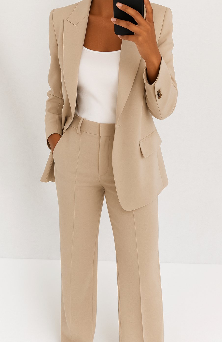Women's Tailored Blazer Suit Set — Straight-Leg Matching Set 8