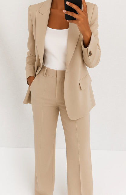 Women's Tailored Blazer Suit Set — Straight-Leg Matching Set 8