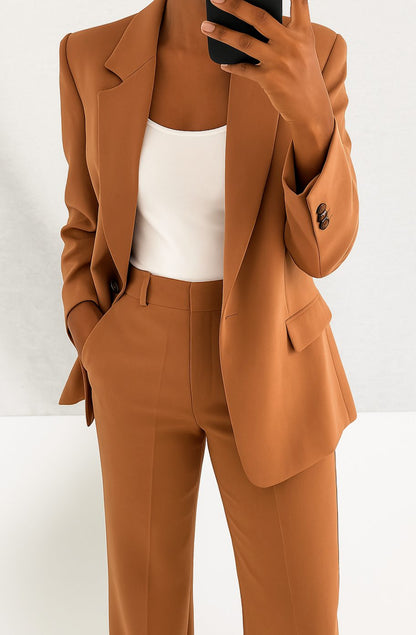 Women's Tailored Blazer Suit Set — Straight-Leg Matching Set 9
