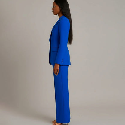 Women's Tailored Single-Button Blazer Pants Suit Set 11