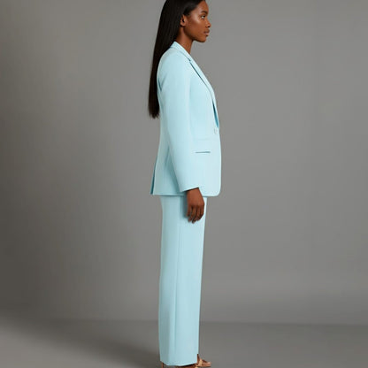 Women's Tailored Single-Button Blazer Pants Suit Set 14