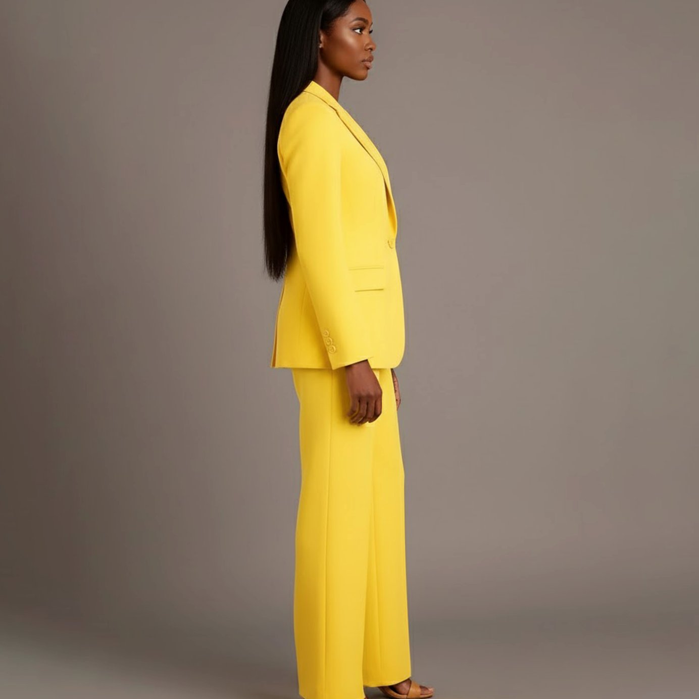 Women's Tailored Single-Button Blazer Pants Suit Set 16