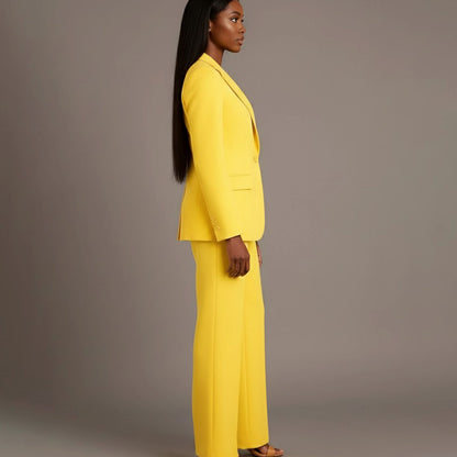 Women's Tailored Single-Button Blazer Pants Suit Set 16