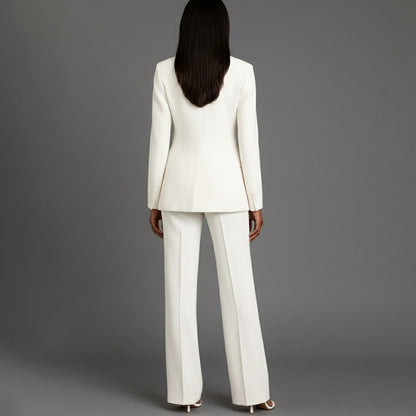 Women's Tailored Single-Button Blazer Pants Suit Set 2