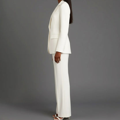 Women's Tailored Single-Button Blazer Pants Suit Set 3