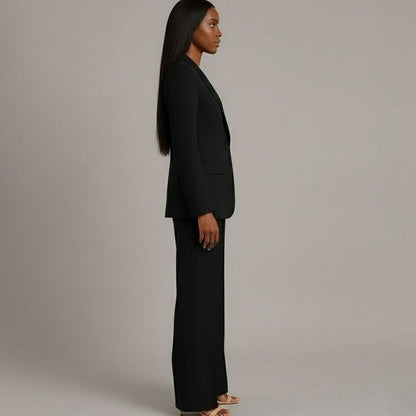 Women's Tailored Single-Button Blazer Pants Suit Set 5
