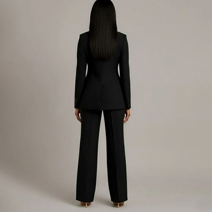 Women's Tailored Single-Button Blazer Pants Suit Set 6